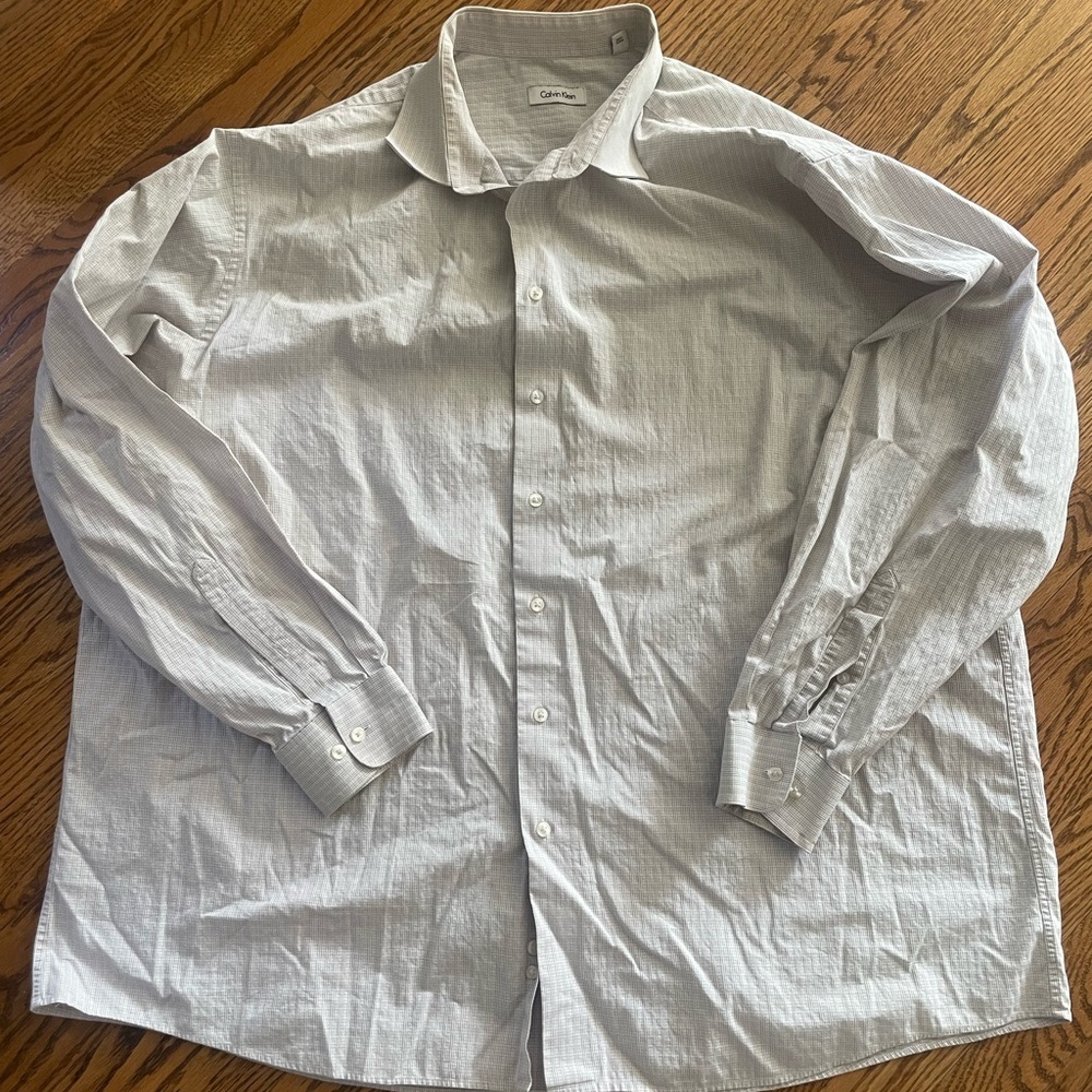 🩷 3/$18 Calvin Klein Men's Gray purple dress shirt work shirt long sleeve shirt